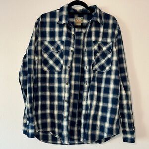 ST.JOHNS Bay Outdoor Men’s Size Large Blue Thick Flannel 100% Cotton Button Down